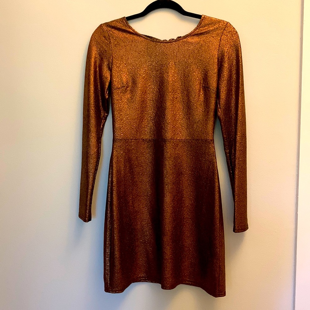 Shimmer bronze long sleeve dress